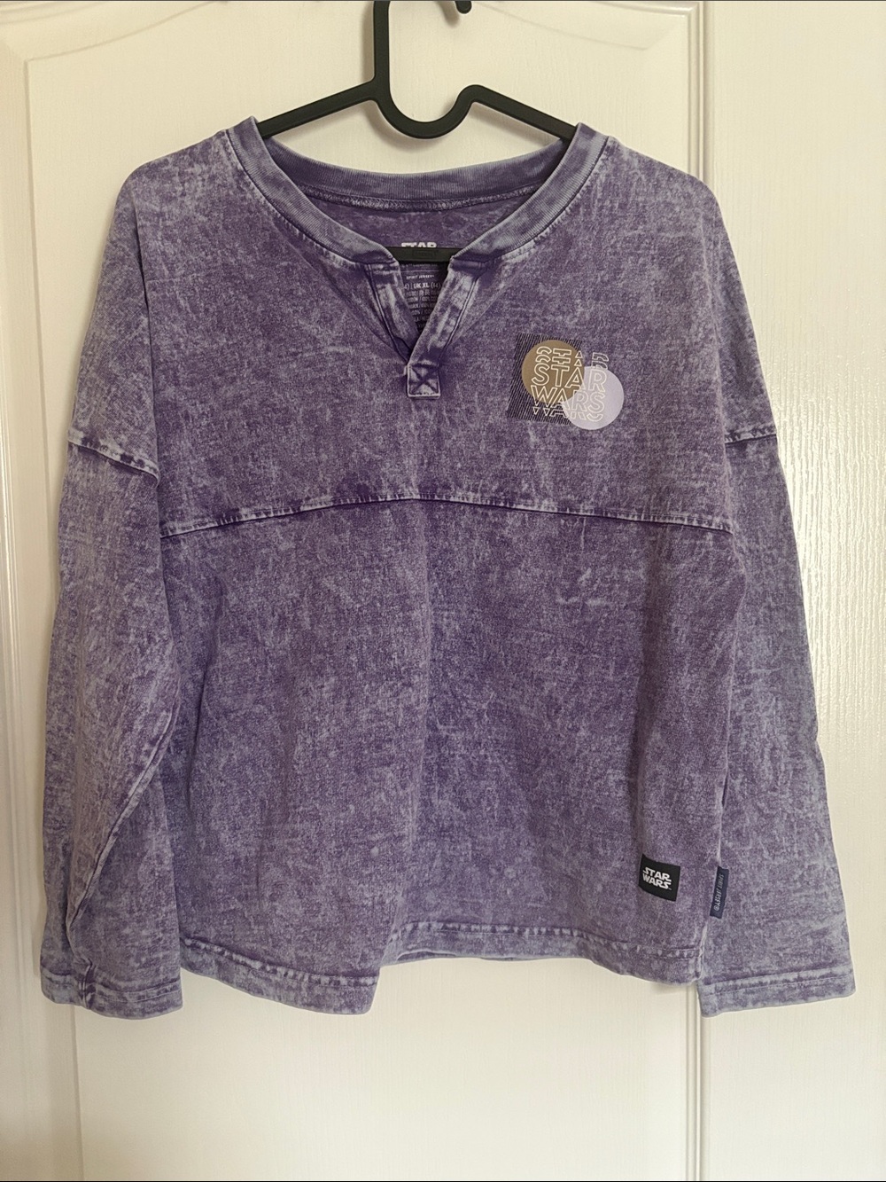 Disney Spirit Jersey Star Wars Kids Purple Mineral-Wash Henley Long Sleeve Top